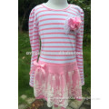 2014 new baby girls stripe pink dress